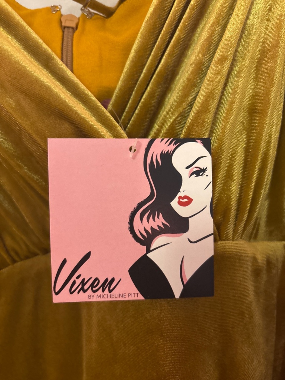 NWT STARLET WIGGLE DRESS IN GOLD VELVET - VIXEN BY MICHELINE PITT 4X - Picture 2 of 7
